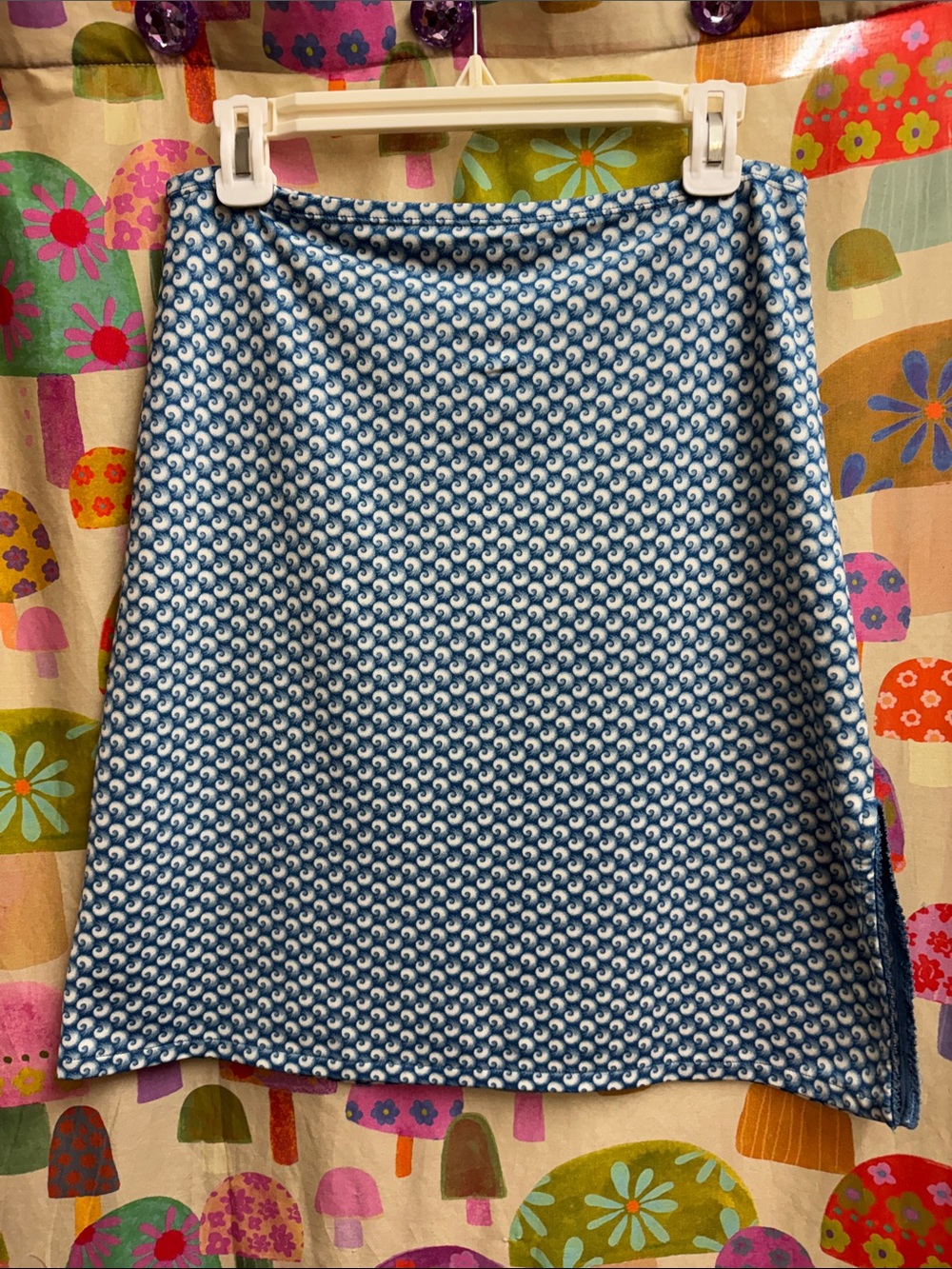 Esprit Blue and White Patterned A-Line Skirt. Medium